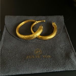 Julie Vos Hammered Hoop Earrings Large Yellow Gold